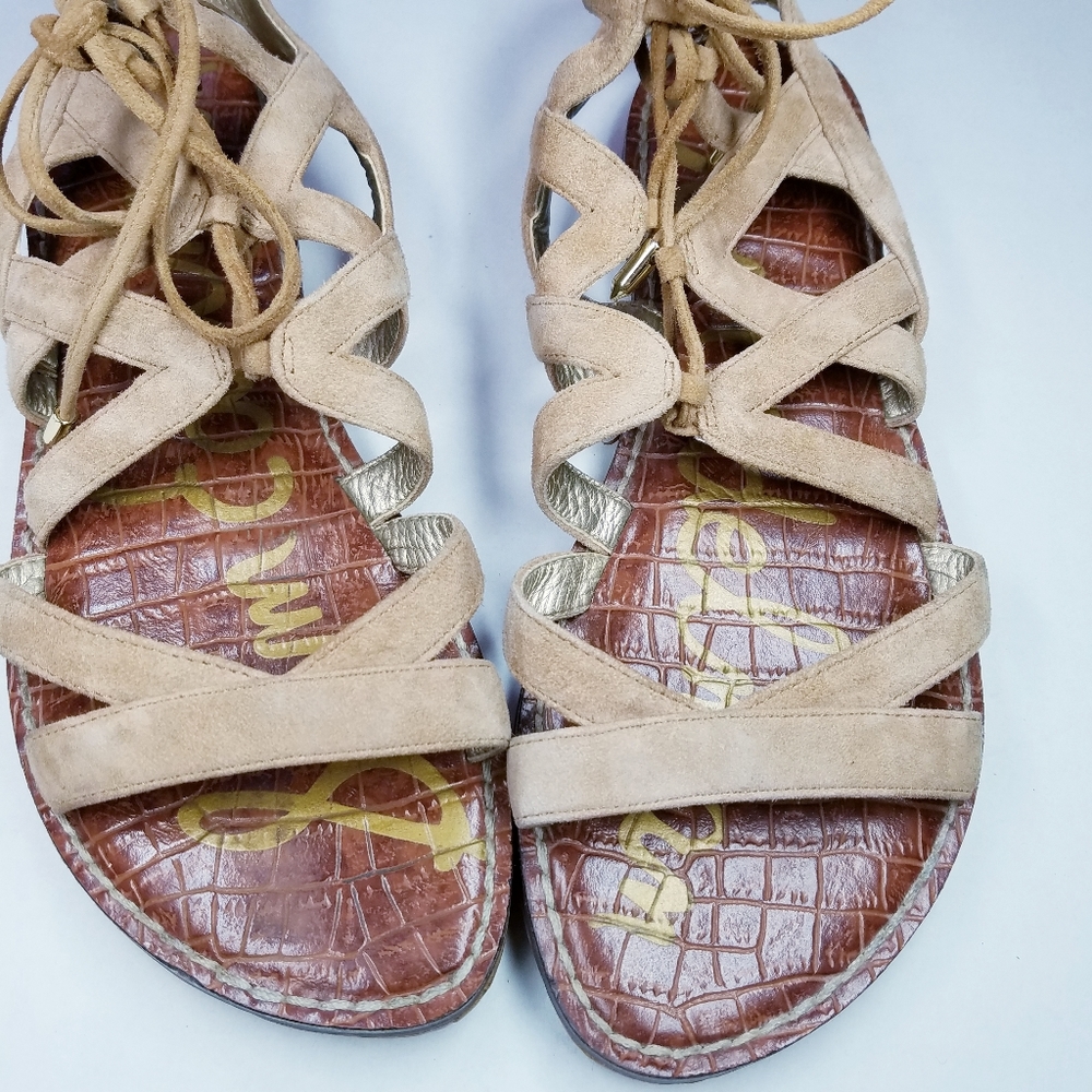 🌸 Sam Edelman | Beige Suede Lace up Sandal - Picture 7 of 11